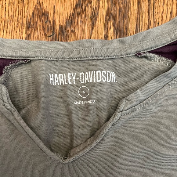 Harley Davidson Shirt Womens Small Long Sleeve Logo Vintage Y2K Baseball Tee - Picture 3 of 6